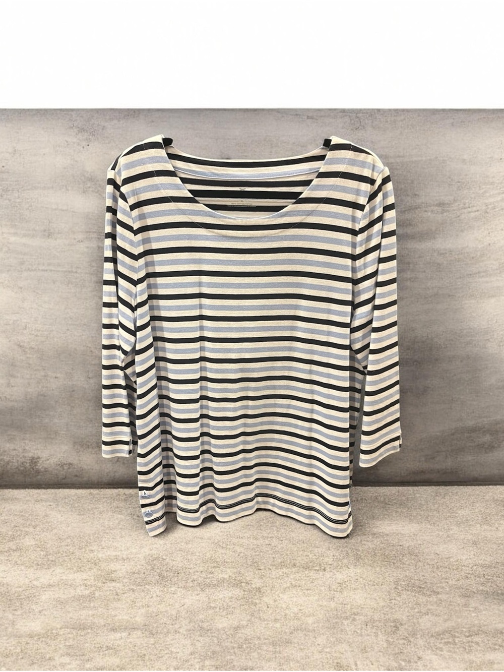 Talbots Navy and White Striped Top XL